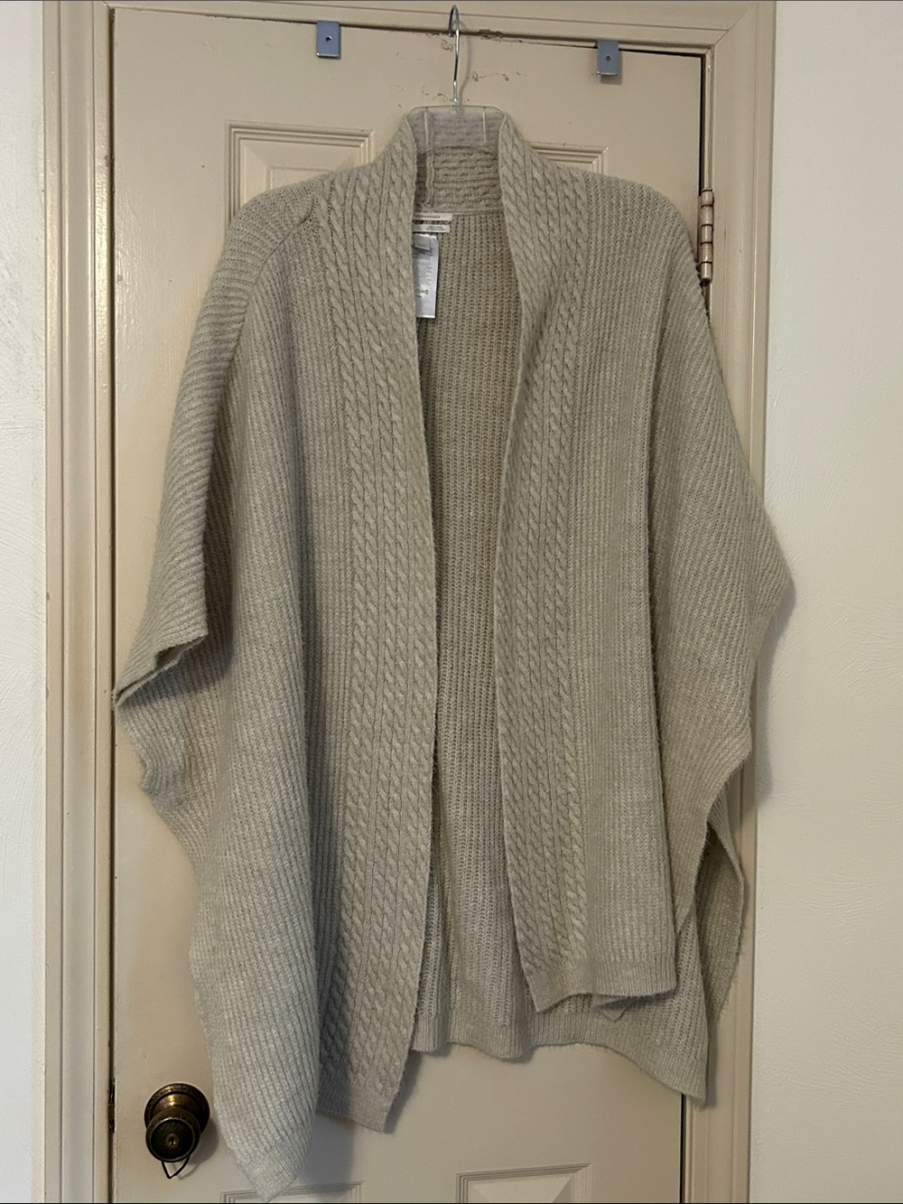 Anthropologie Cozy Open-Front Women's Sweater Cardigan - Light Gray
